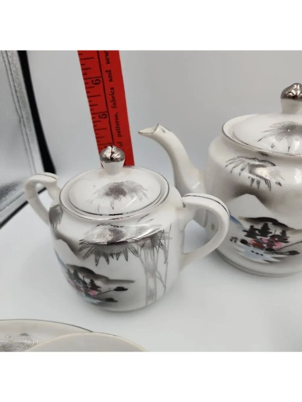 japanese kutani tea set Pot Creamer Suger Cups Snack Saucers Service For 6